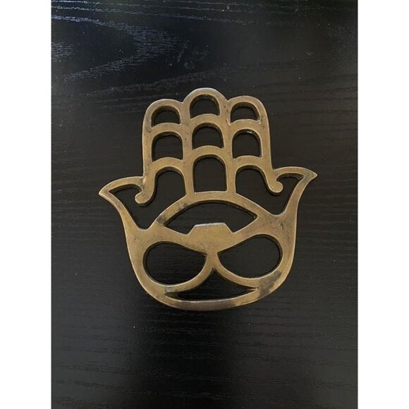 Brass Hamsa Bottle Opener Decorative Hand Shape - Picture 1 of 7